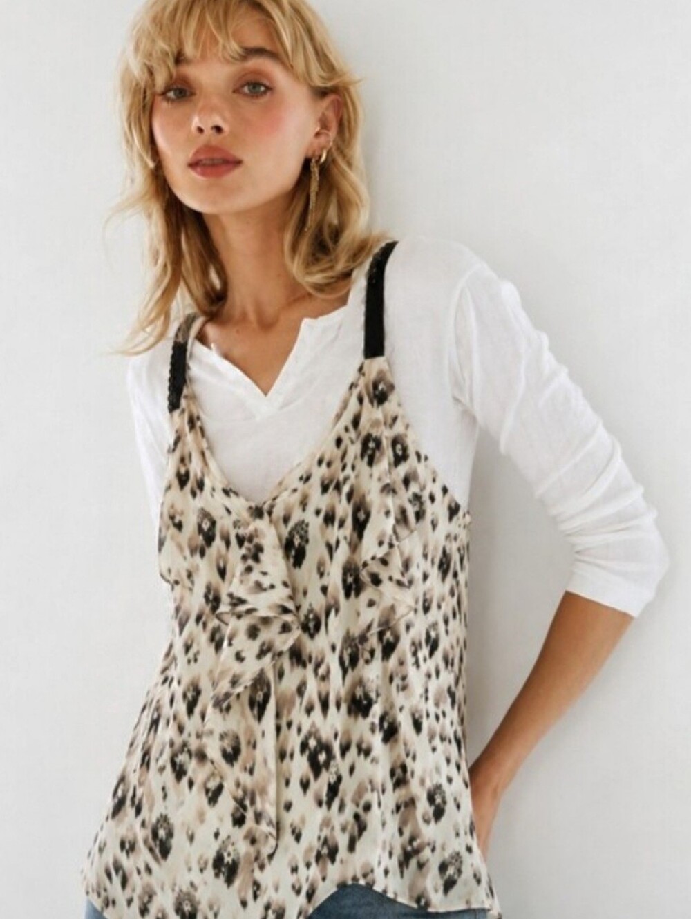 Rebecca Taylor  Silk Handkerchief Tank Top Animal Print